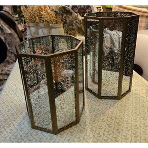 H-01 Home Reflections Small And Large Set Of Glass Mercury Lanterns